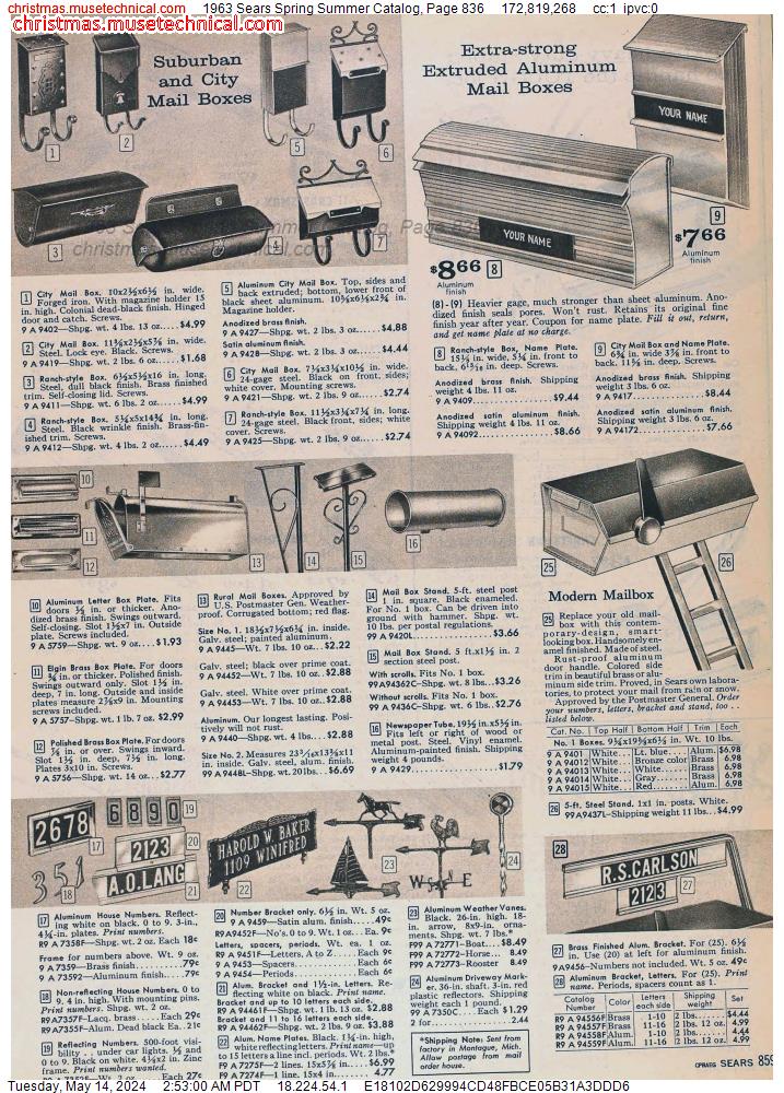 1963 Sears Spring Summer Catalog, Page 836