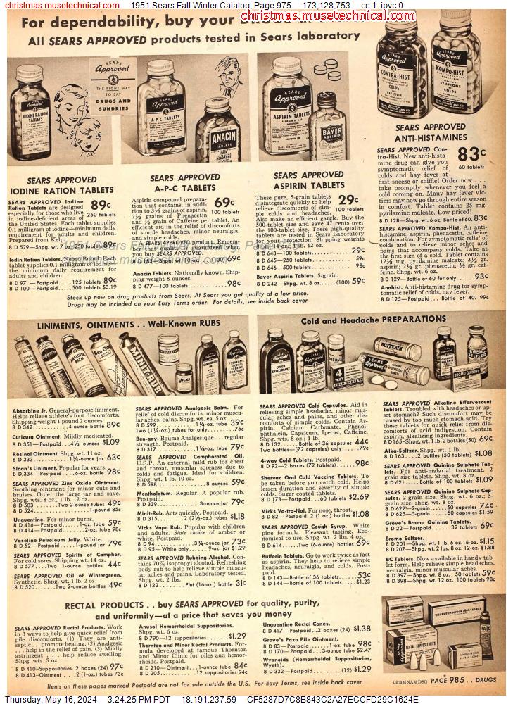 1951 Sears Fall Winter Catalog, Page 975