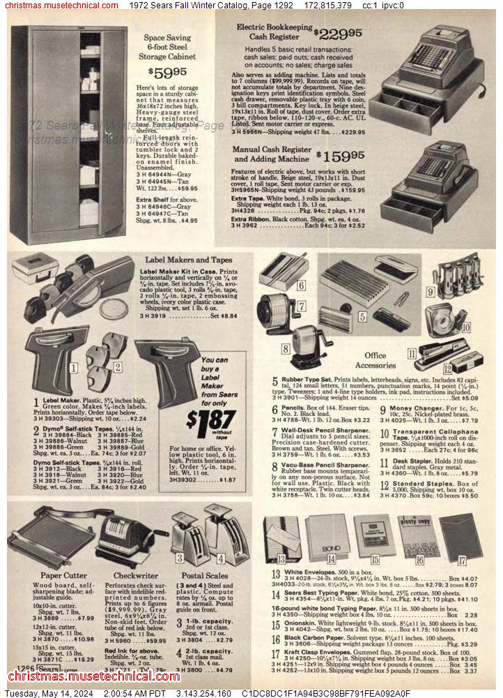 1972 Sears Fall Winter Catalog, Page 1292