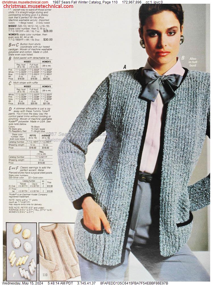 1987 Sears Fall Winter Catalog, Page 110