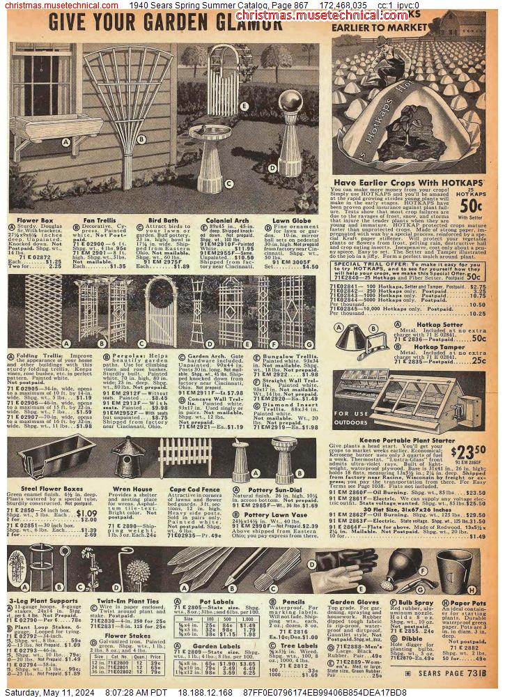 1940 Sears Spring Summer Catalog, Page 867