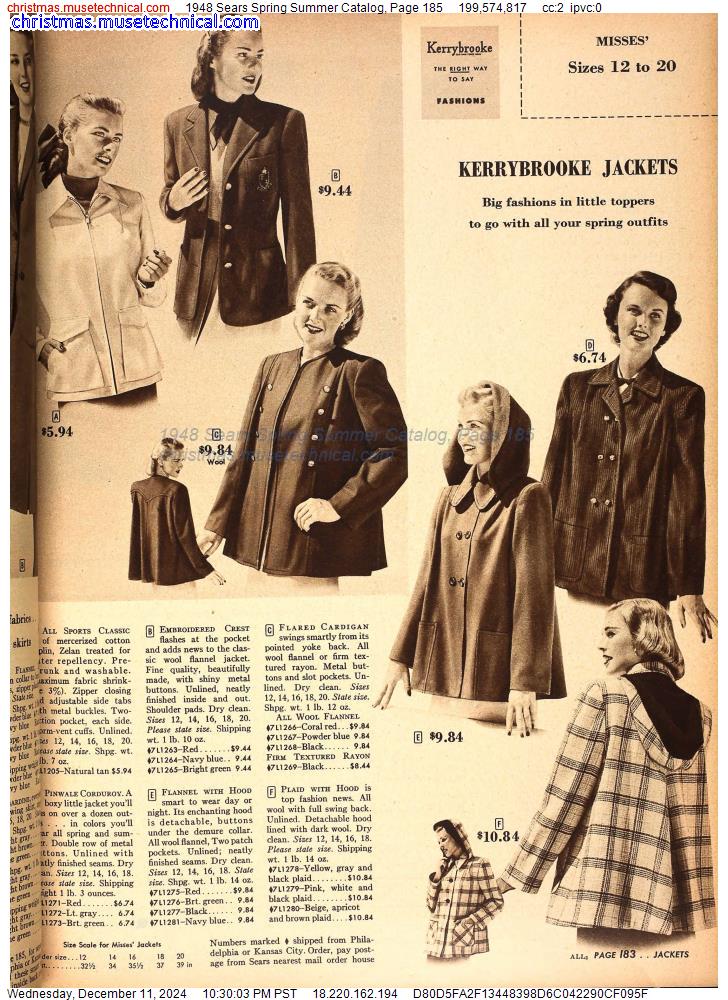 1948 Sears Spring Summer Catalog, Page 185