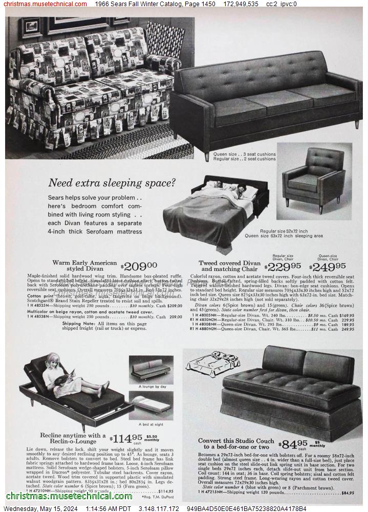 1966 Sears Fall Winter Catalog, Page 1450