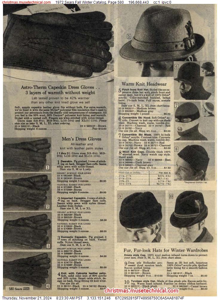 1972 Sears Fall Winter Catalog, Page 580