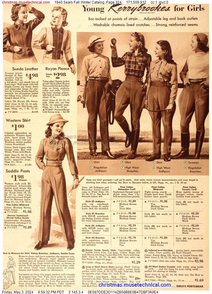 1940 Sears Fall Winter Catalog, Page 324