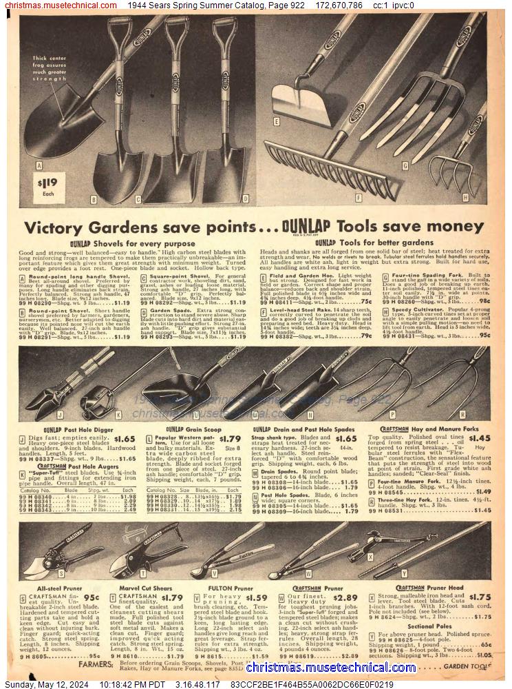 1944 Sears Spring Summer Catalog, Page 922