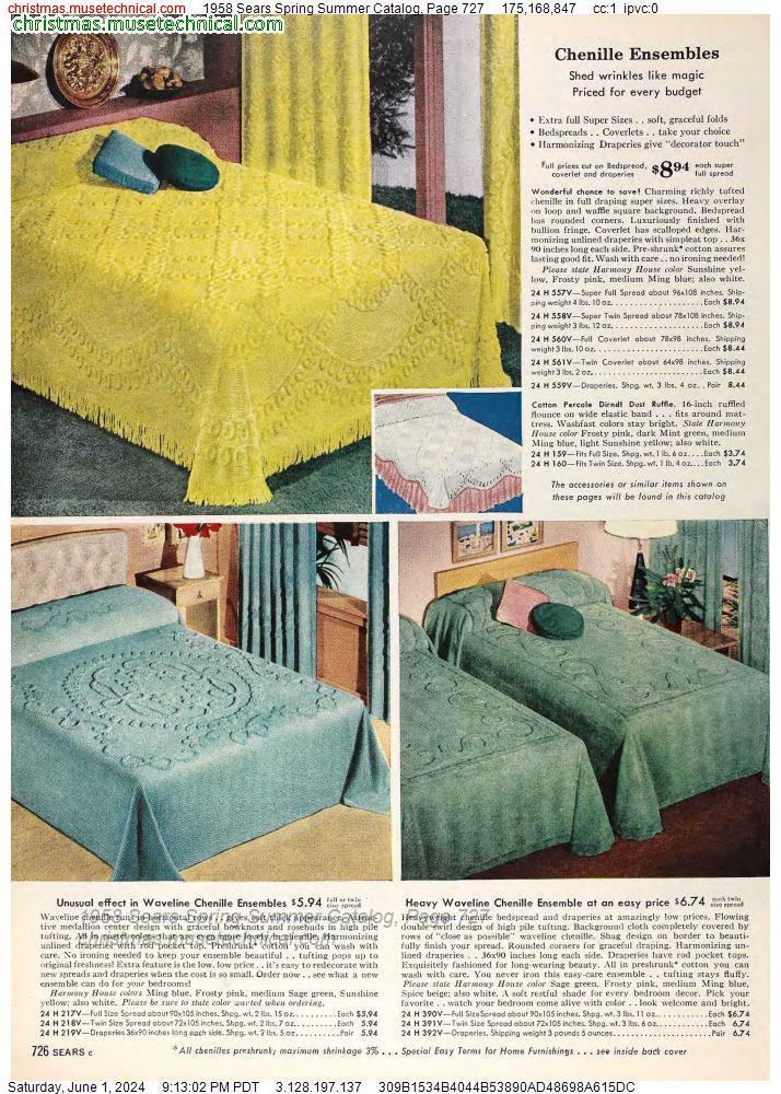 1958 Sears Spring Summer Catalog, Page 727