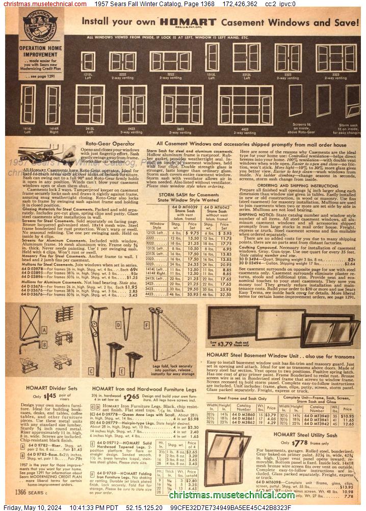 1957 Sears Fall Winter Catalog, Page 1368
