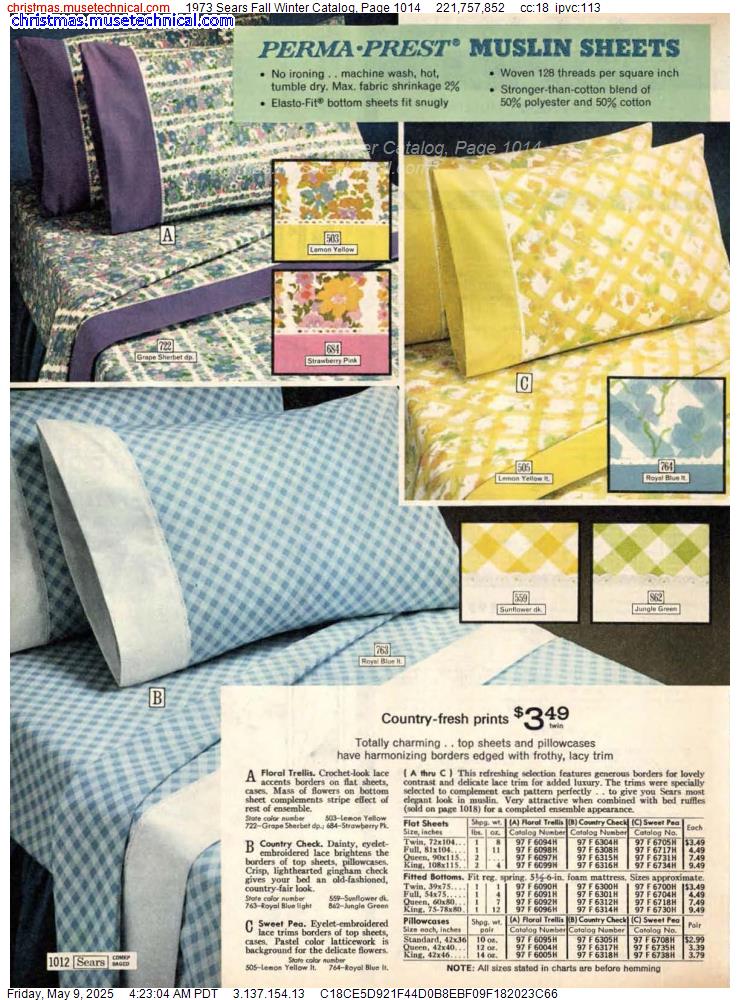 1973 Sears Fall Winter Catalog, Page 1014