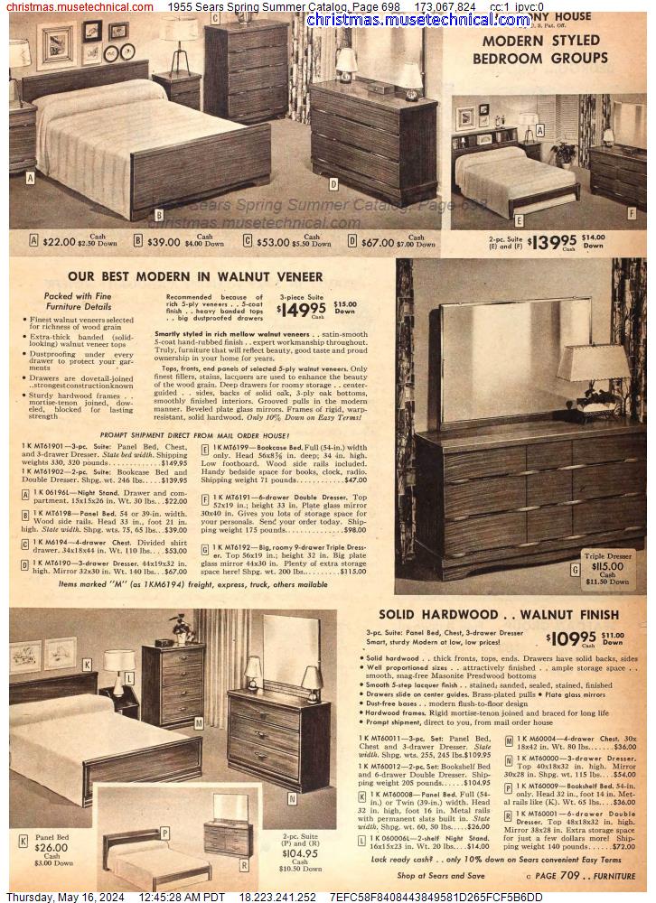 1955 Sears Spring Summer Catalog, Page 698