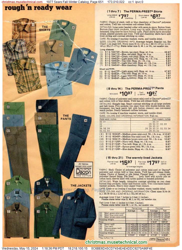 1977 Sears Fall Winter Catalog, Page 651