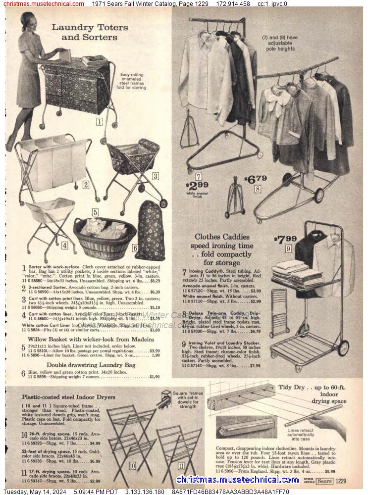 1971 Sears Fall Winter Catalog, Page 1229