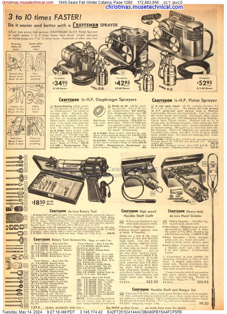 1949 Sears Fall Winter Catalog, Page 1280