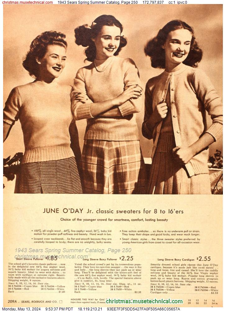 1943 Sears Spring Summer Catalog, Page 250