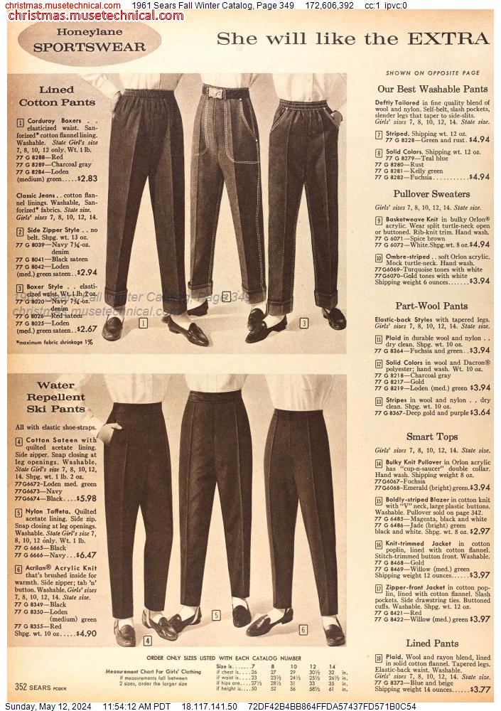1961 Sears Fall Winter Catalog, Page 349