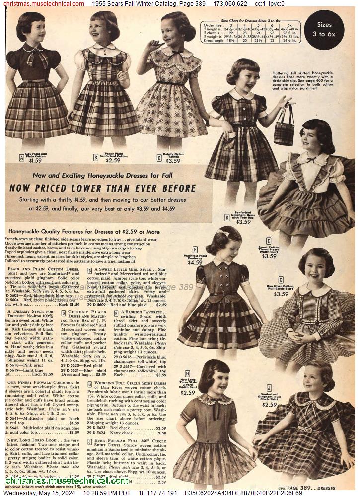 1955 Sears Fall Winter Catalog, Page 389