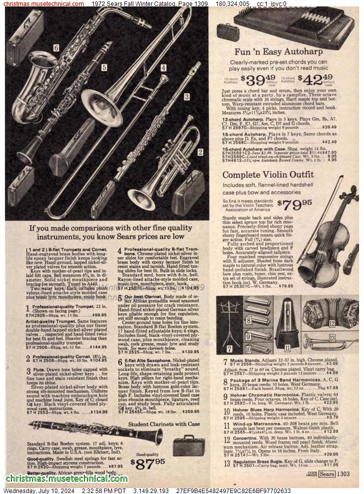 1972 Sears Fall Winter Catalog, Page 1309