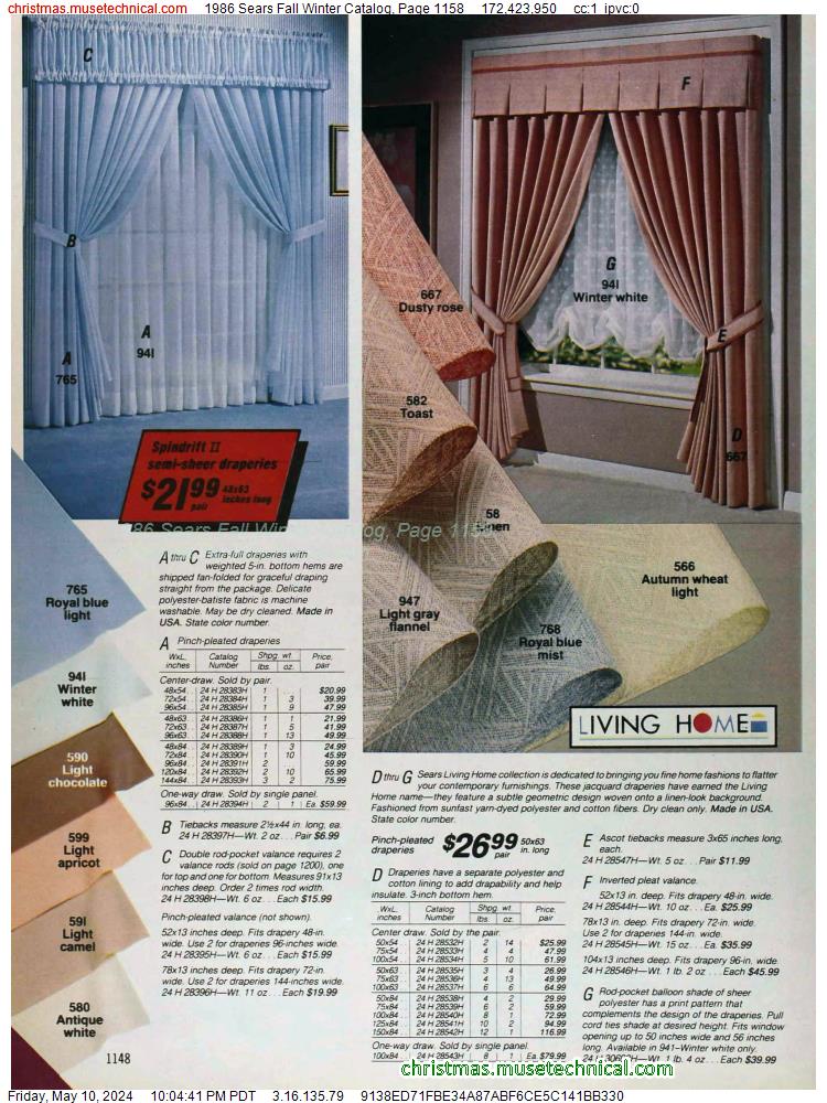 1986 Sears Fall Winter Catalog, Page 1158