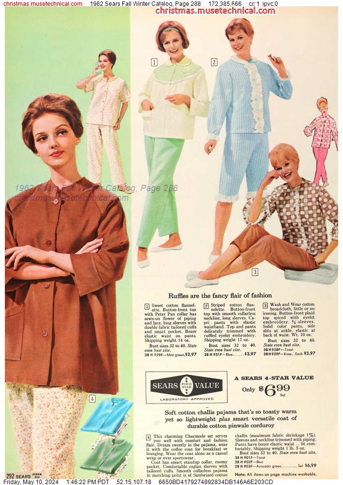 1962 Sears Fall Winter Catalog, Page 288