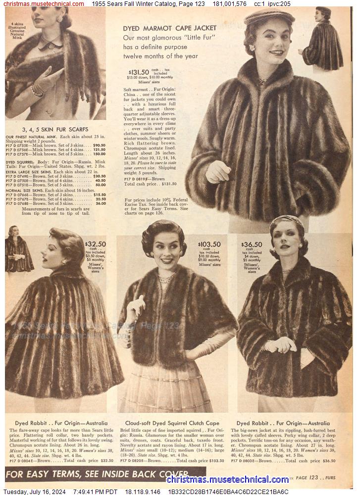 1955 Sears Fall Winter Catalog, Page 123