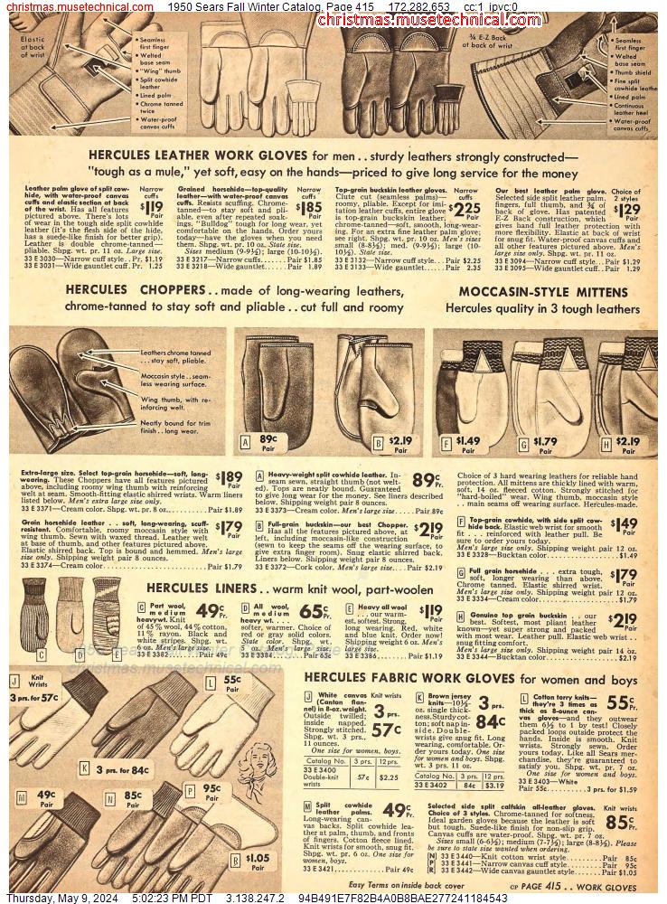 1950 Sears Fall Winter Catalog, Page 415