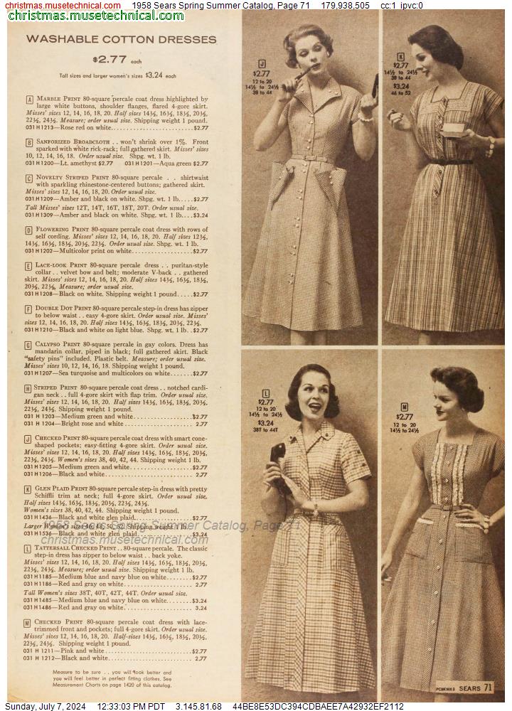 1958 Sears Spring Summer Catalog, Page 71