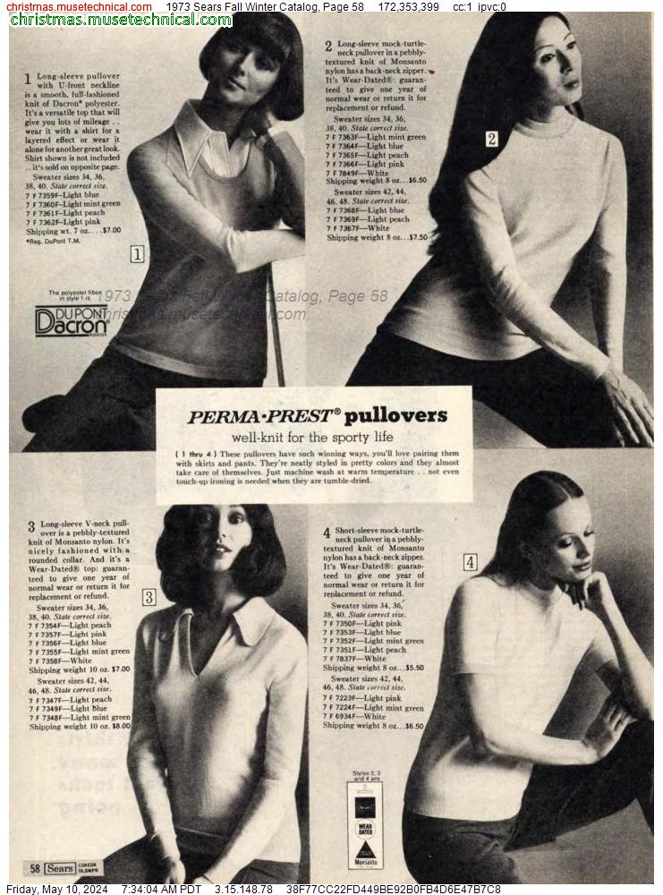 1973 Sears Fall Winter Catalog, Page 58