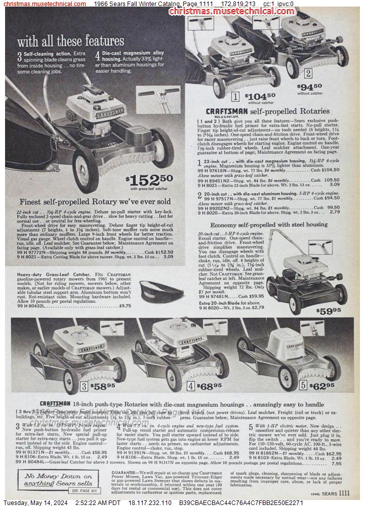 1966 Sears Fall Winter Catalog, Page 1111