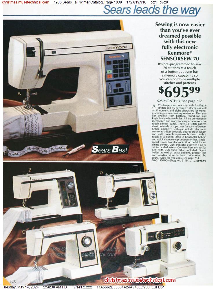 1985 Sears Fall Winter Catalog, Page 1038