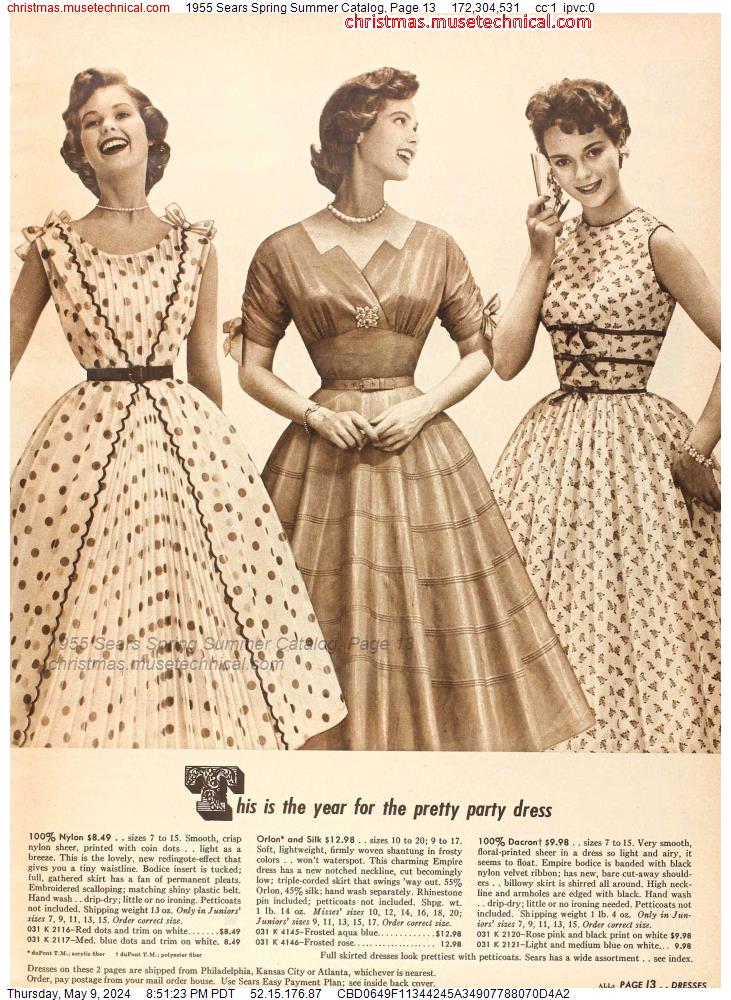 1955 Sears Spring Summer Catalog, Page 13