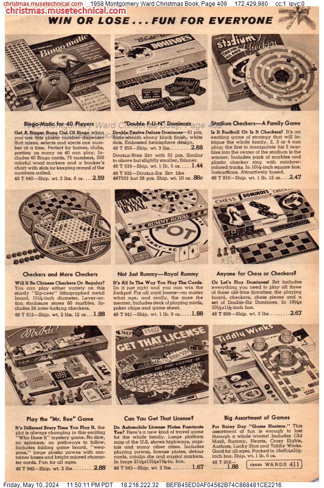 1958 Montgomery Ward Christmas Book, Page 409