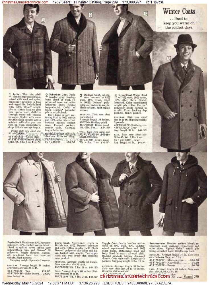 1969 Sears Fall Winter Catalog, Page 289