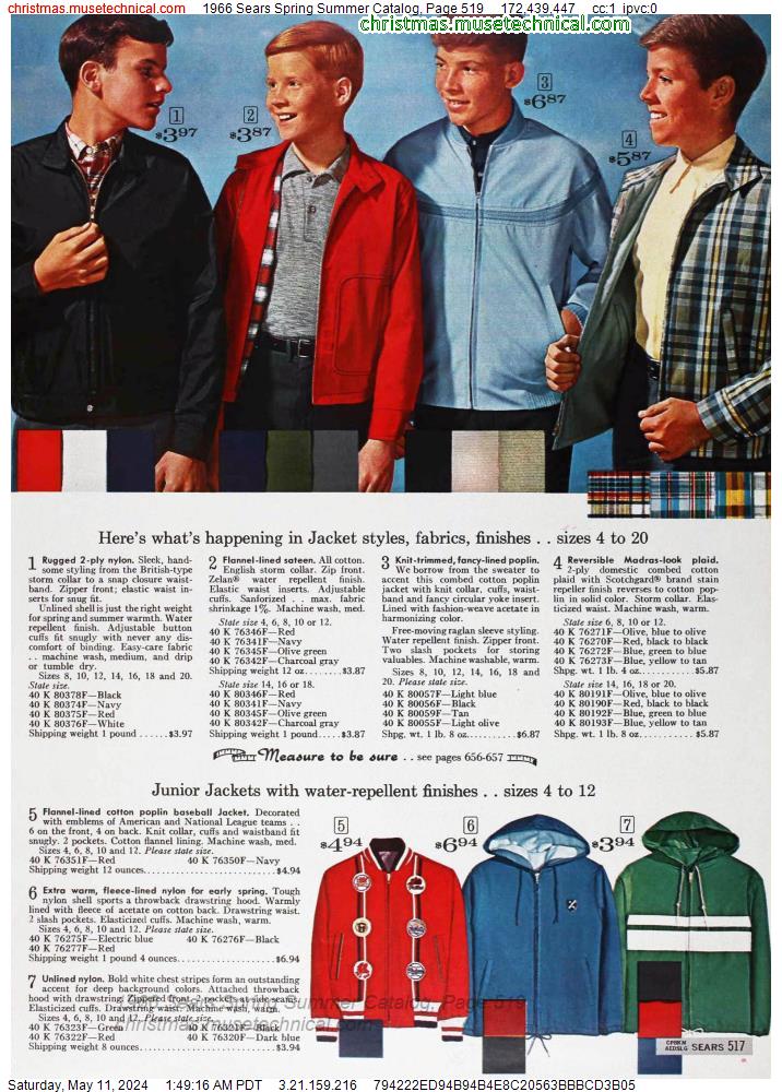 1966 Sears Spring Summer Catalog, Page 519