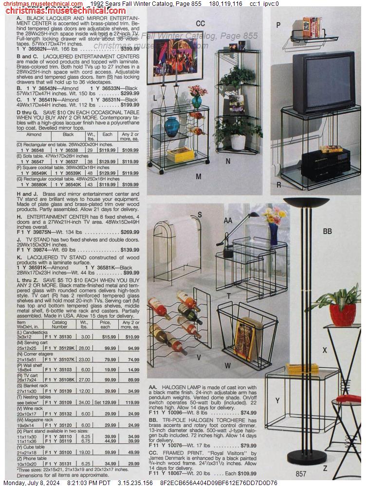1992 Sears Fall Winter Catalog, Page 855