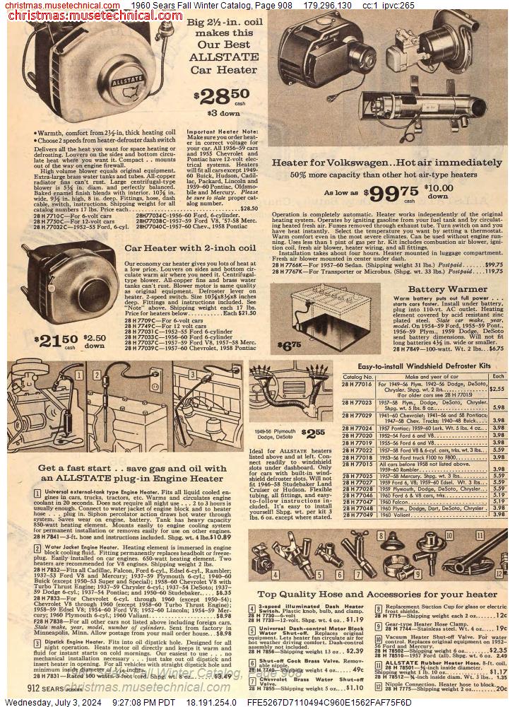 1960 Sears Fall Winter Catalog, Page 908