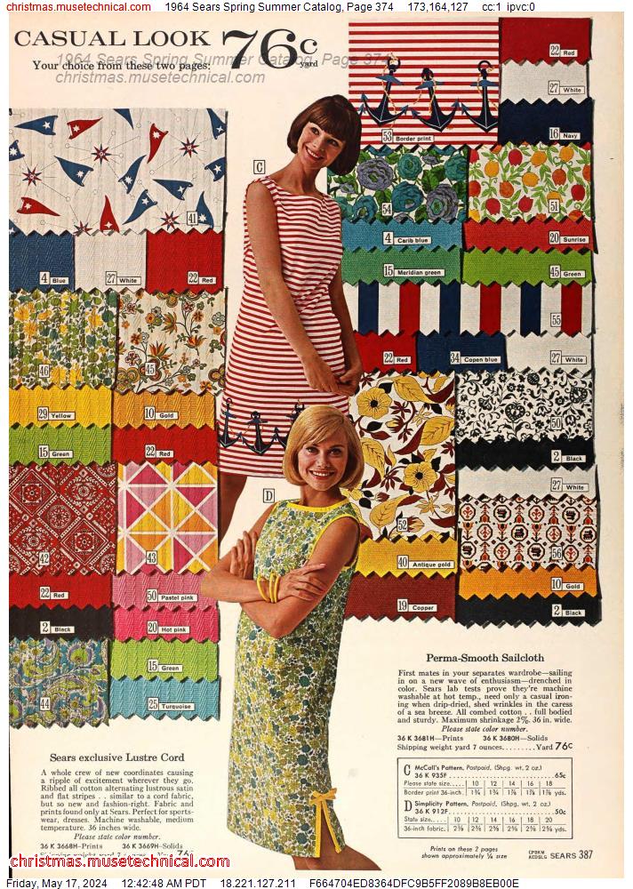 1964 Sears Spring Summer Catalog, Page 374
