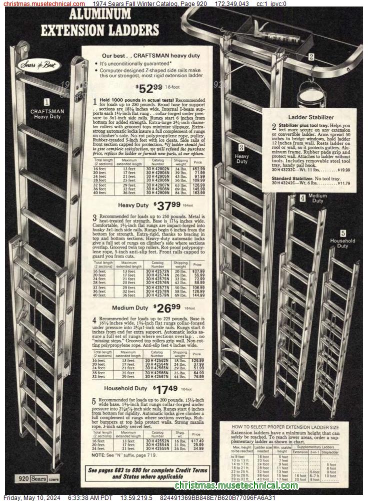 1974 Sears Fall Winter Catalog, Page 920