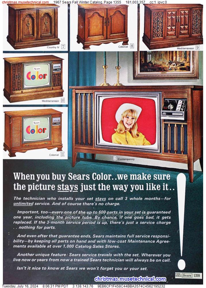 1967 Sears Fall Winter Catalog, Page 1355