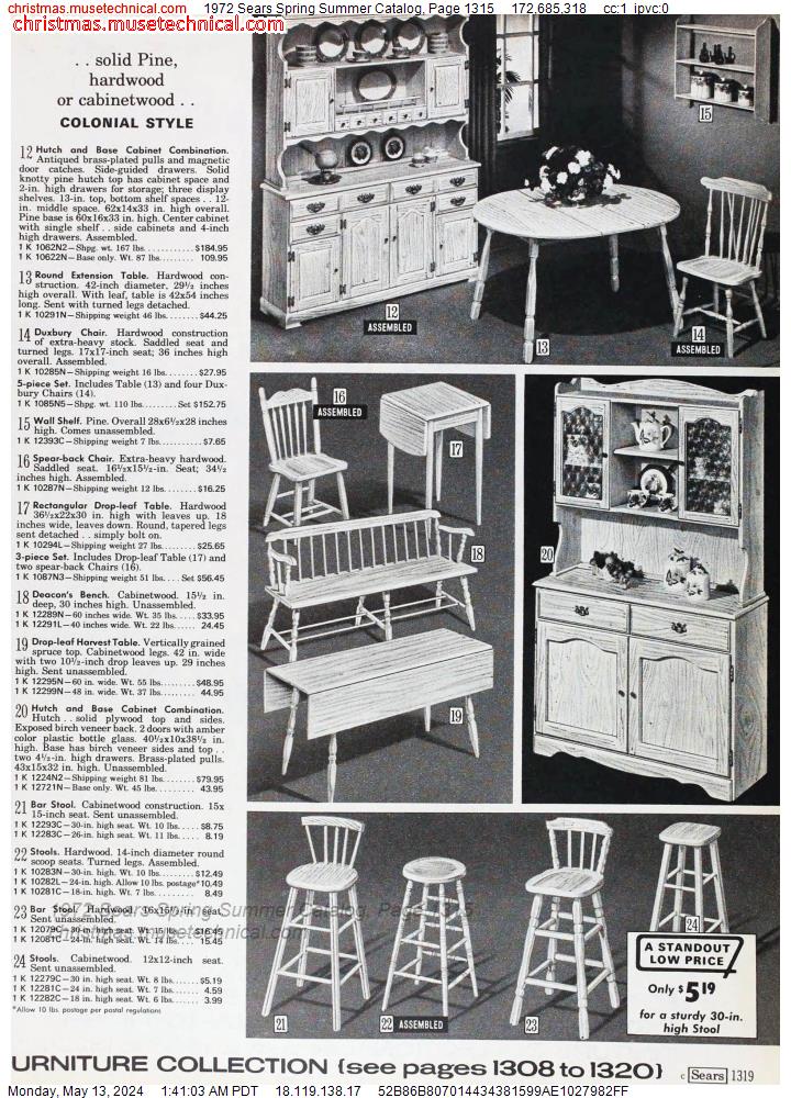 1972 Sears Spring Summer Catalog, Page 1315