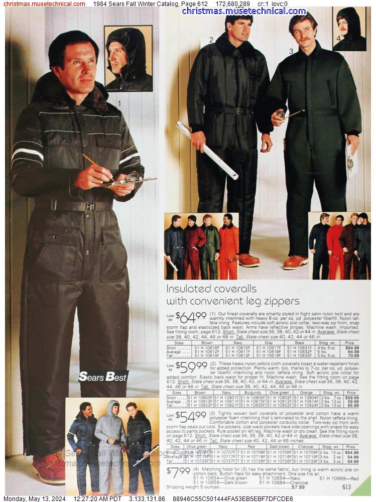 1984 Sears Fall Winter Catalog, Page 612