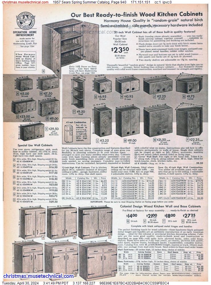 1957 Sears Spring Summer Catalog, Page 940