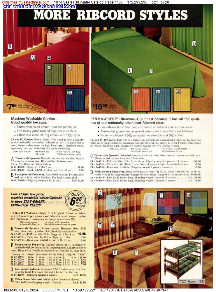1974 Sears Fall Winter Catalog, Page 1487