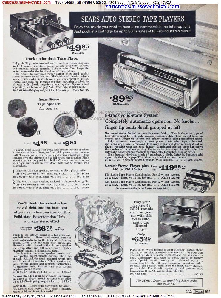 1967 Sears Fall Winter Catalog, Page 953