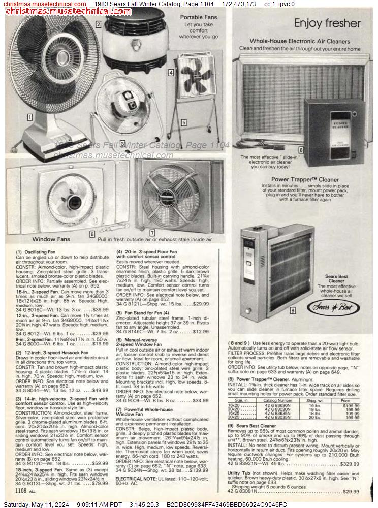 1983 Sears Fall Winter Catalog, Page 1104