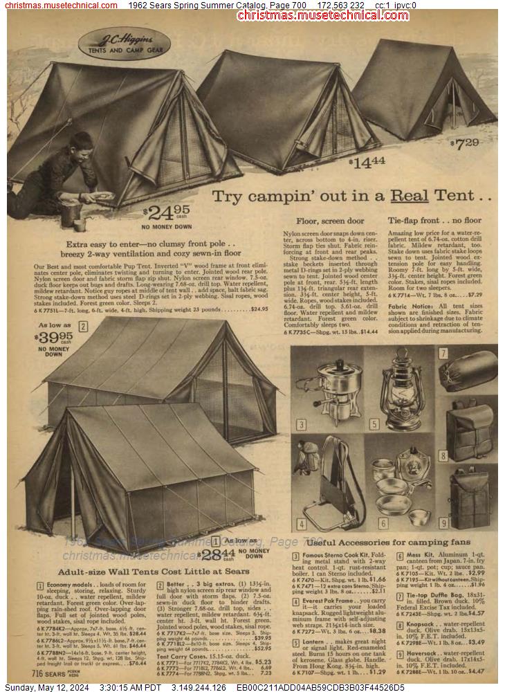 1962 Sears Spring Summer Catalog, Page 700
