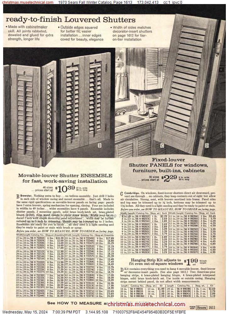 1970 Sears Fall Winter Catalog, Page 1613