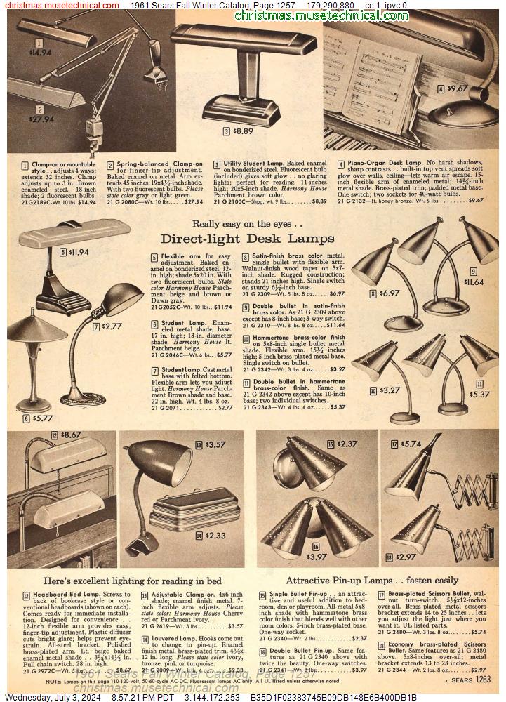 1961 Sears Fall Winter Catalog, Page 1257
