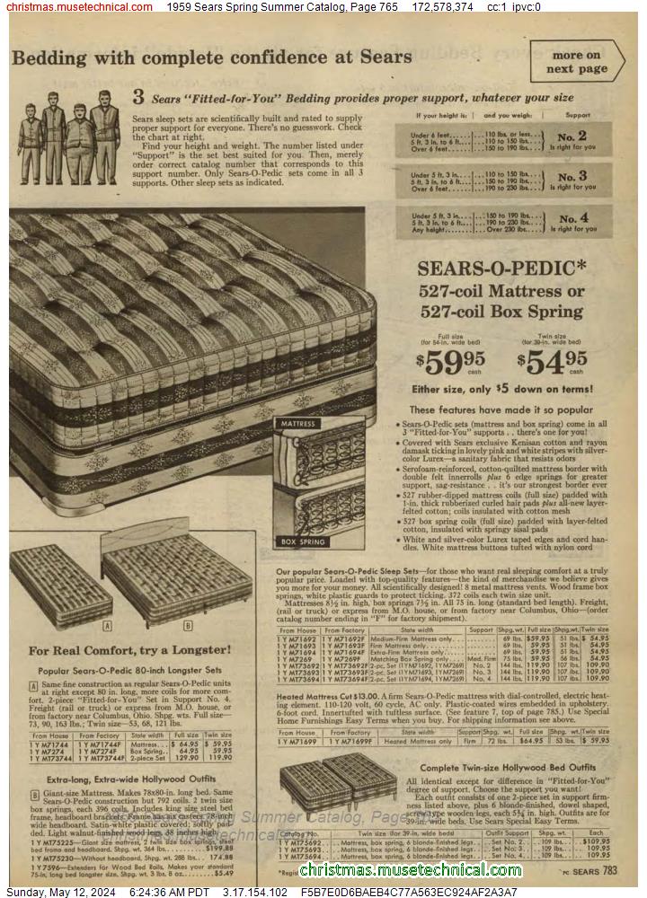 1959 Sears Spring Summer Catalog, Page 765