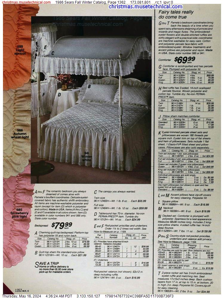 1986 Sears Fall Winter Catalog, Page 1362