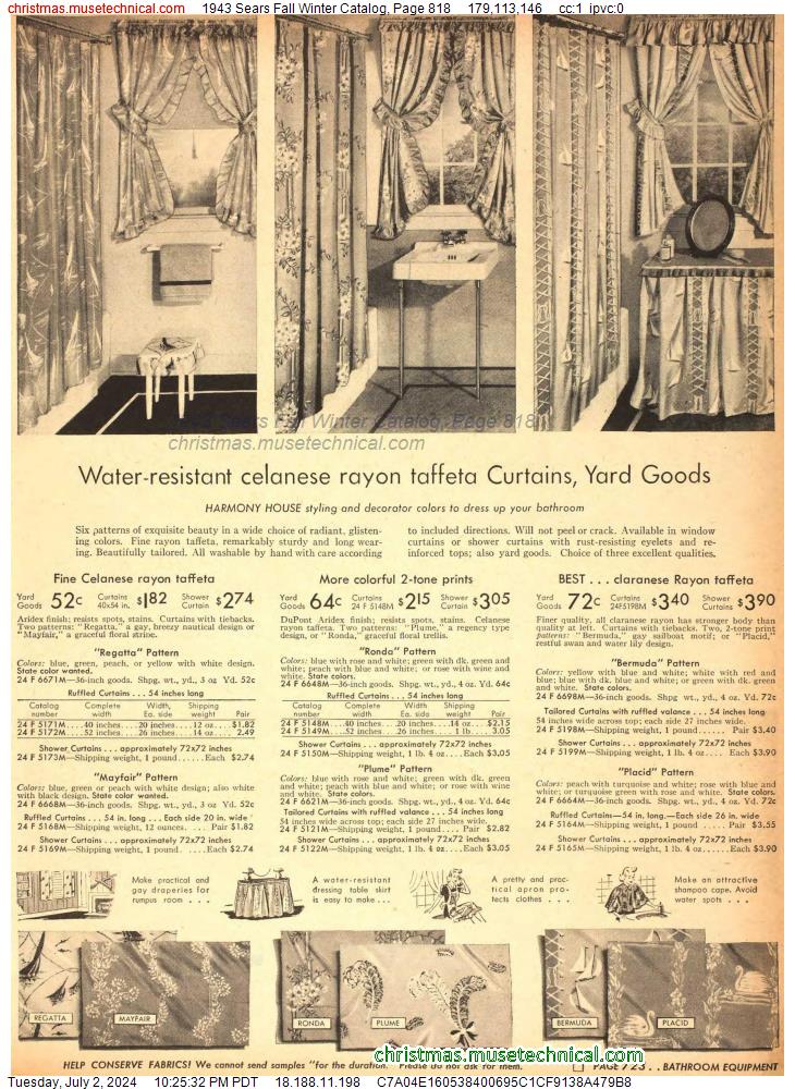 1943 Sears Fall Winter Catalog, Page 818